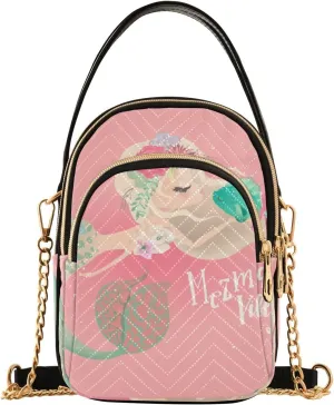 Women's Wave Cross Body Chest Bag, 52 inch Gold Chain Shoulder Handbag Purse