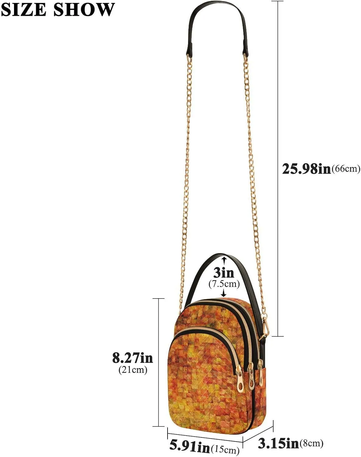 Women's Wave Cross Body Chest Bag, 52 inch Gold Chain Shoulder Handbag Purse