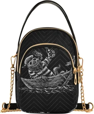 Women's Wave Cross Body Chest Bag, 52 inch Gold Chain Shoulder Handbag Purse
