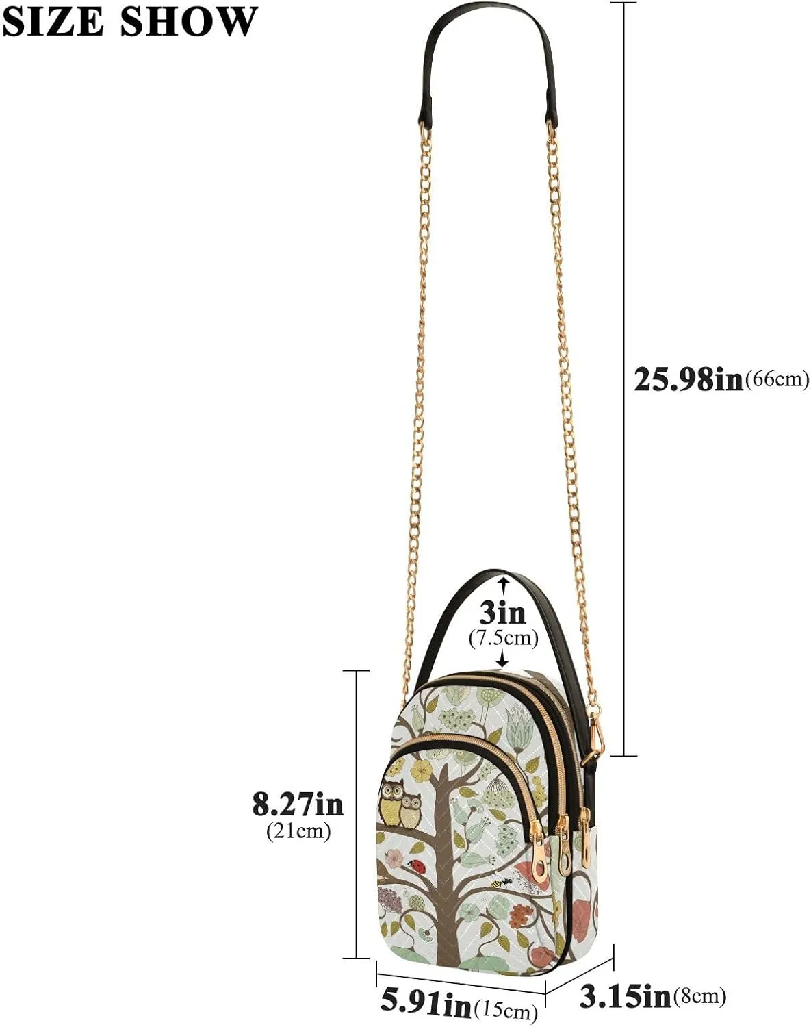 Women's Wave Cross Body Chest Bag, 52 inch Gold Chain Shoulder Handbag Purse