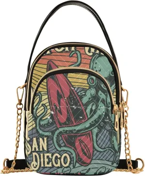 Women's Wave Cross Body Chest Bag, 52 inch Gold Chain Shoulder Handbag Purse