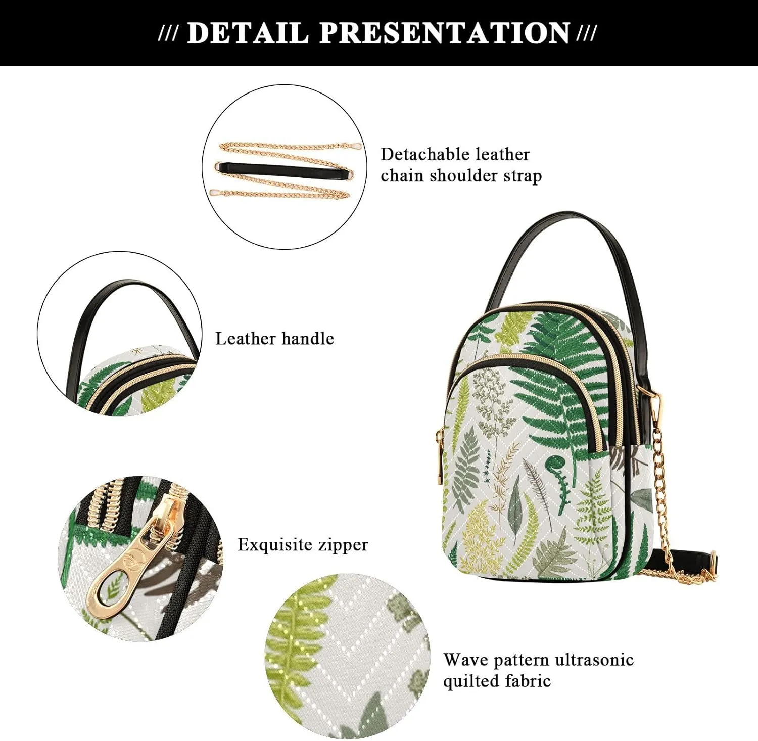 Women's Wave Cross Body Chest Bag, 52 inch Gold Chain Shoulder Handbag Purse