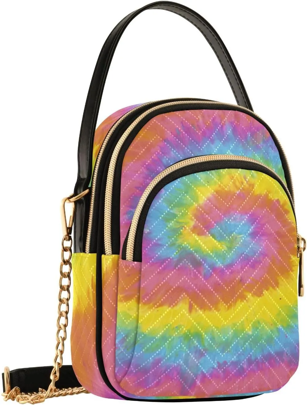 Women's Wave Cross Body Chest Bag, 52 inch Gold Chain Shoulder Handbag Purse