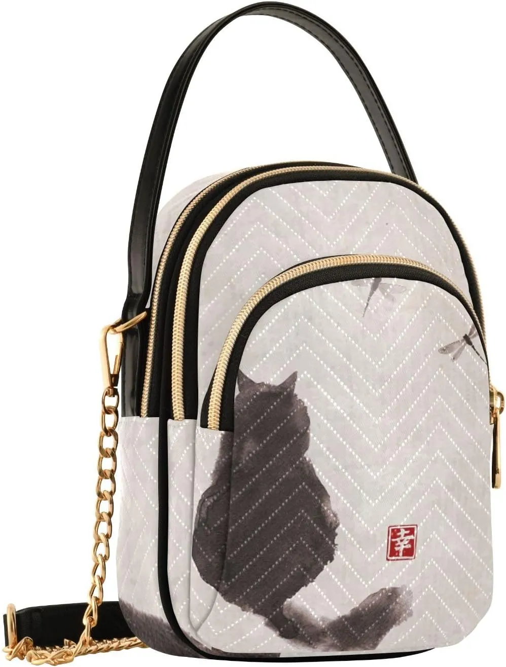 Women's Wave Cross Body Chest Bag, 52 inch Gold Chain Shoulder Handbag Purse