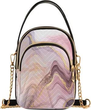 Women's Wave Cross Body Chest Bag, 52 inch Gold Chain Shoulder Handbag Purse