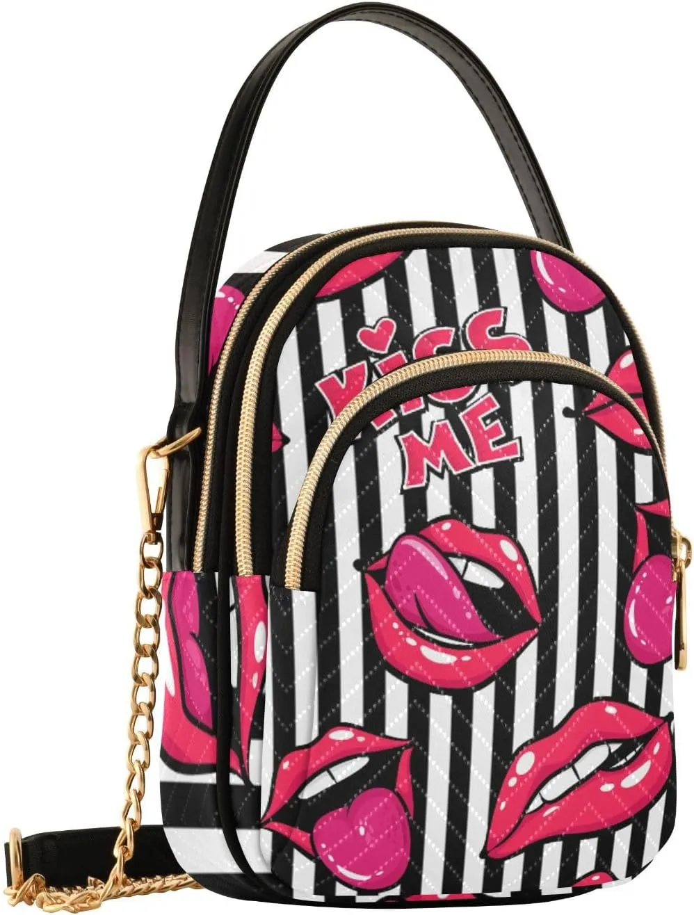 Women's Wave Cross Body Chest Bag, 52 inch Gold Chain Shoulder Handbag Purse