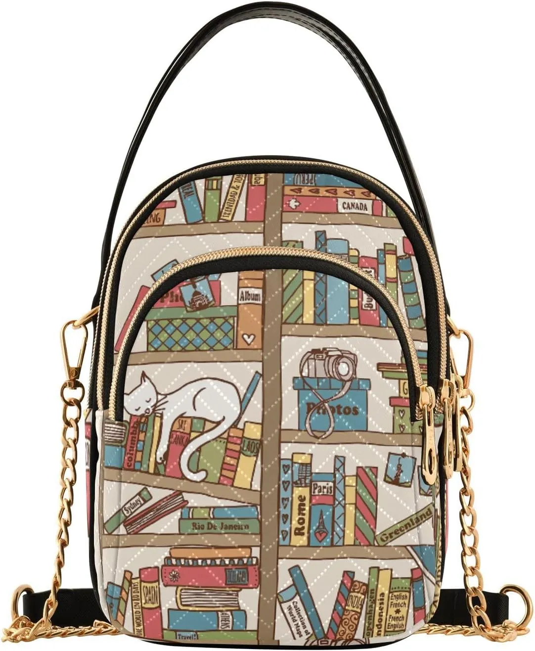 Women's Wave Cross Body Chest Bag, 52 inch Gold Chain Shoulder Handbag Purse