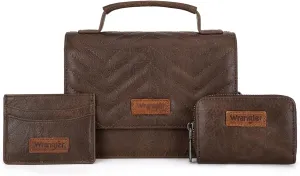 Wrangler Mini Crossbody Purses for Women 3 in 1 Quilted Small Top Handle Bag Sets with Strap