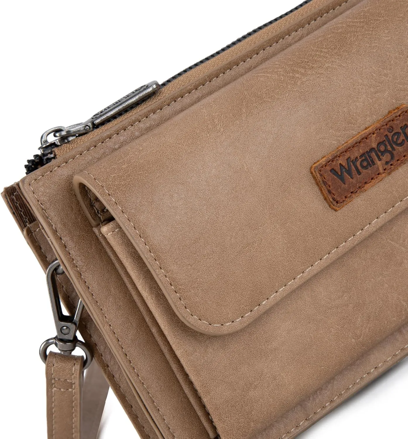 Wrangler RFID Crossbody Wallet Purse Vegan Leather Small Purses for Women with Phone Pocket and Adjustable Strap