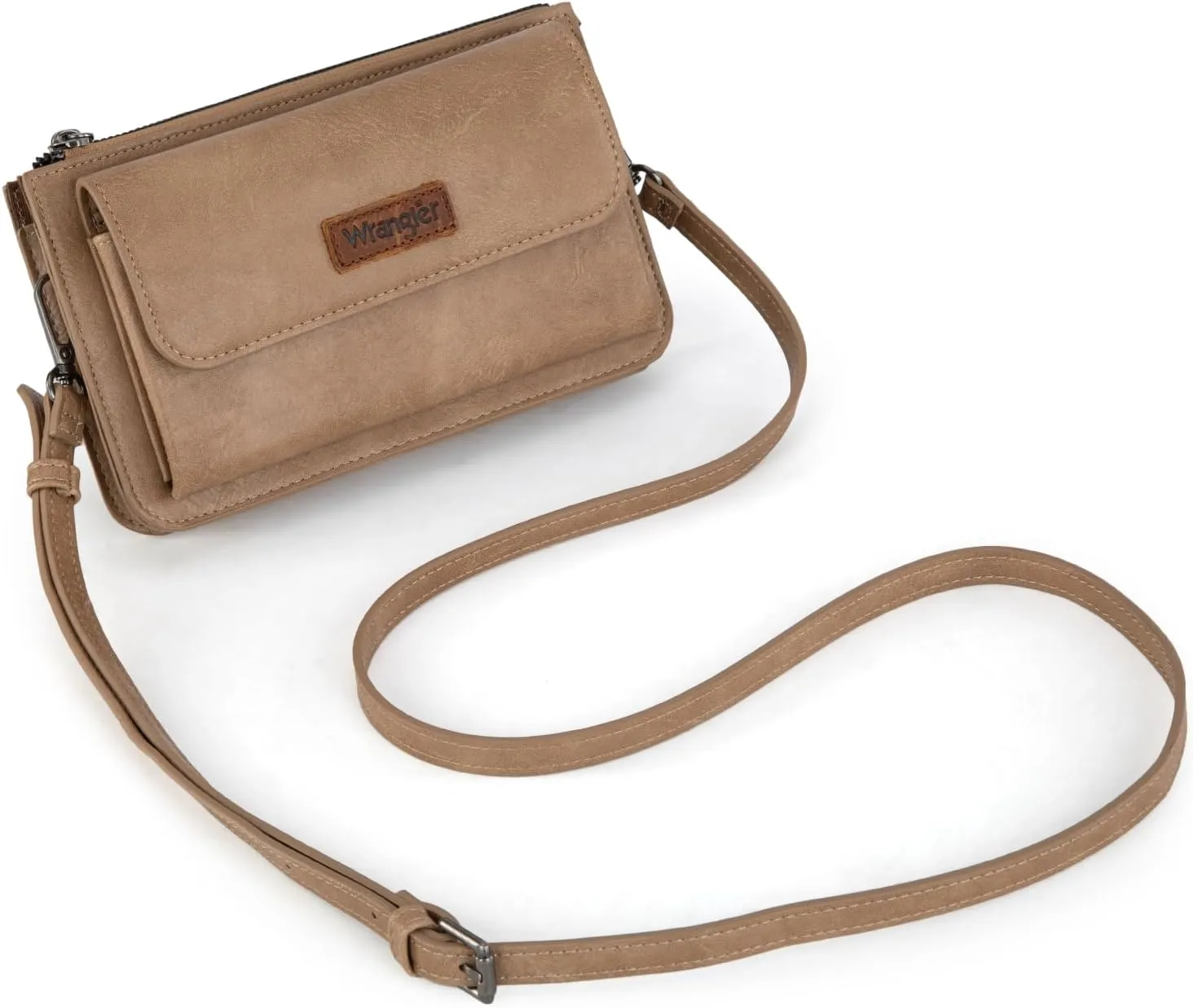 Wrangler RFID Crossbody Wallet Purse Vegan Leather Small Purses for Women with Phone Pocket and Adjustable Strap