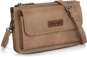 Wrangler RFID Crossbody Wallet Purse Vegan Leather Small Purses for Women with Phone Pocket and Adjustable Strap