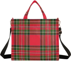 Xmas Red and Green Plaid Tote Bag Corduroy Bag Large Handbag Shoulder Bag Satchel Bag for Women