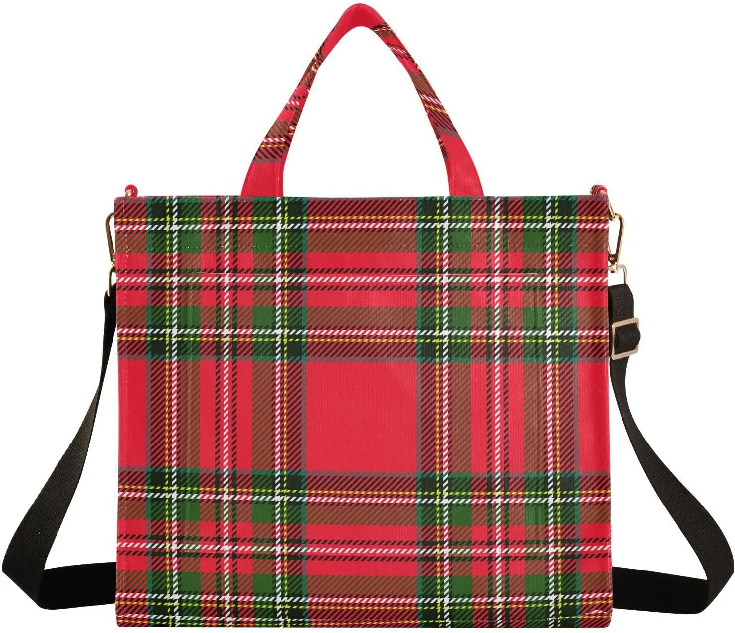 Xmas Red and Green Plaid Tote Bag Corduroy Bag Large Handbag Shoulder Bag Satchel Bag for Women