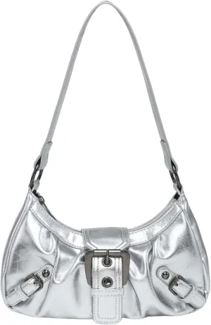 Y2k Crossbody Bag Cute Purse for Women Fashion Shoulder Bag Grunge 2000s Coquette Aesthetic Gothic Vintage Sling Purse (silver)