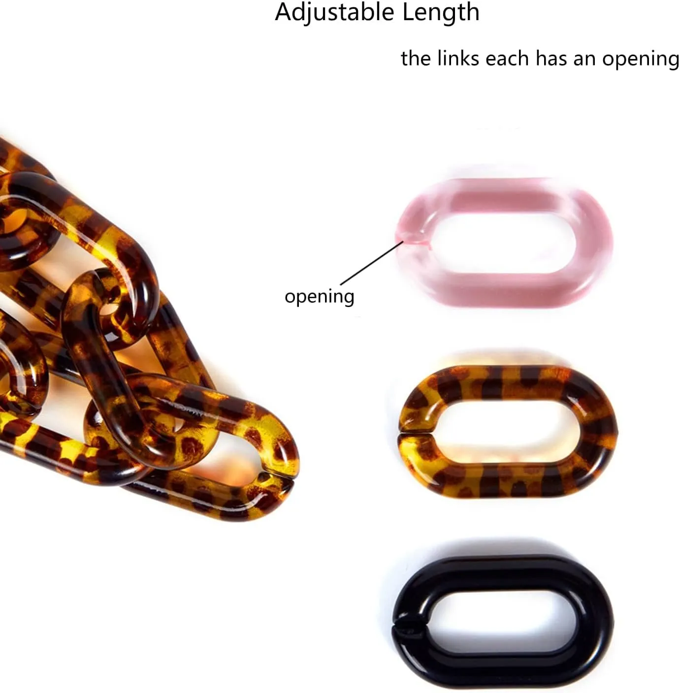 Yichain Chunky Acrylic Purse Strap Bag Chain Handle Replacement,Handbag Purse Making Accessory Decoration (Transparent)