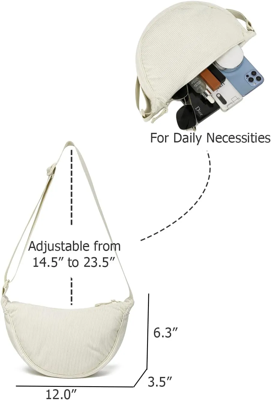 YIKOEE Crescent Bag for Women Men Small Sling Crossbody Bag with Half Moon Shape