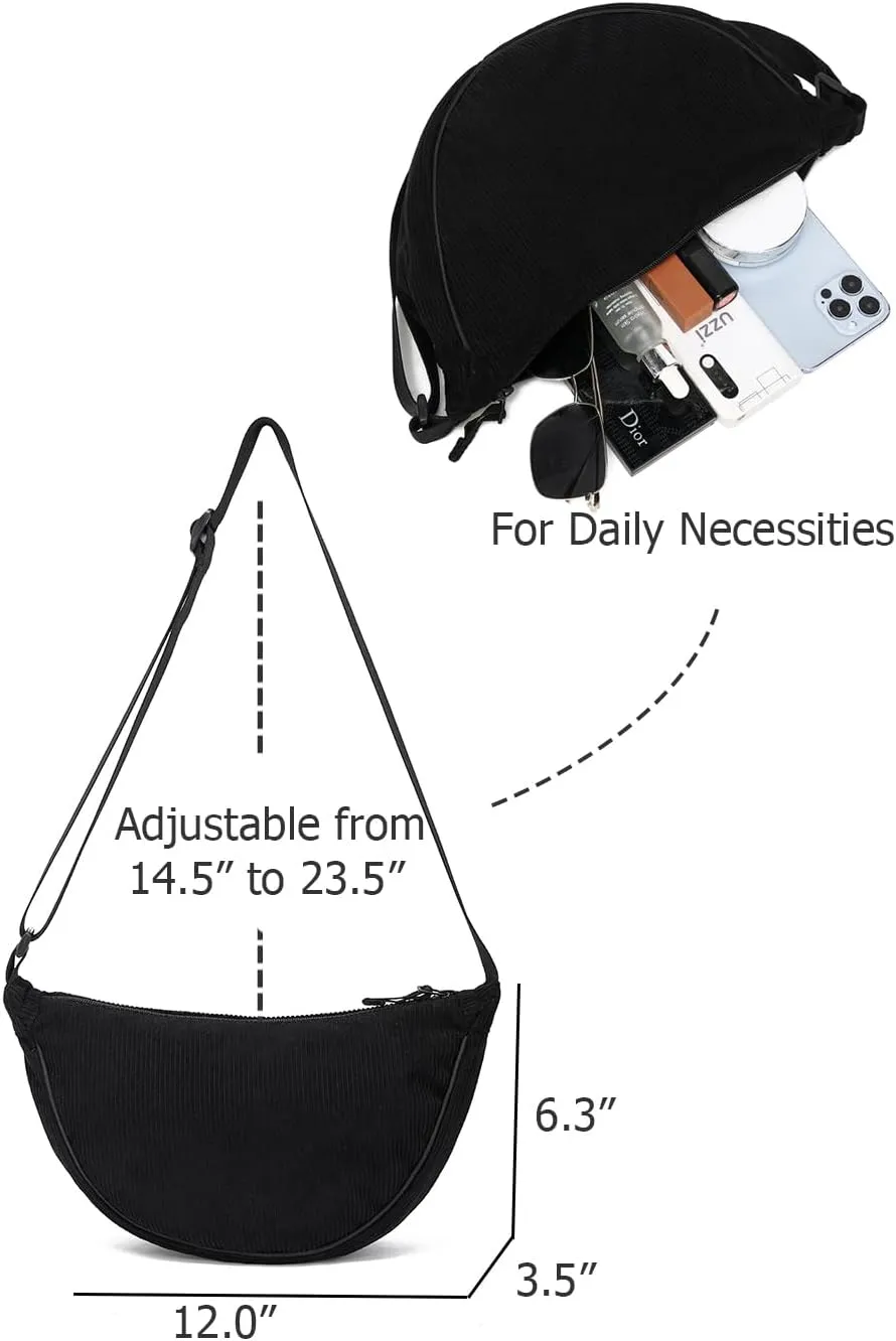 YIKOEE Crescent Bag for Women Men Small Sling Crossbody Bag with Half Moon Shape