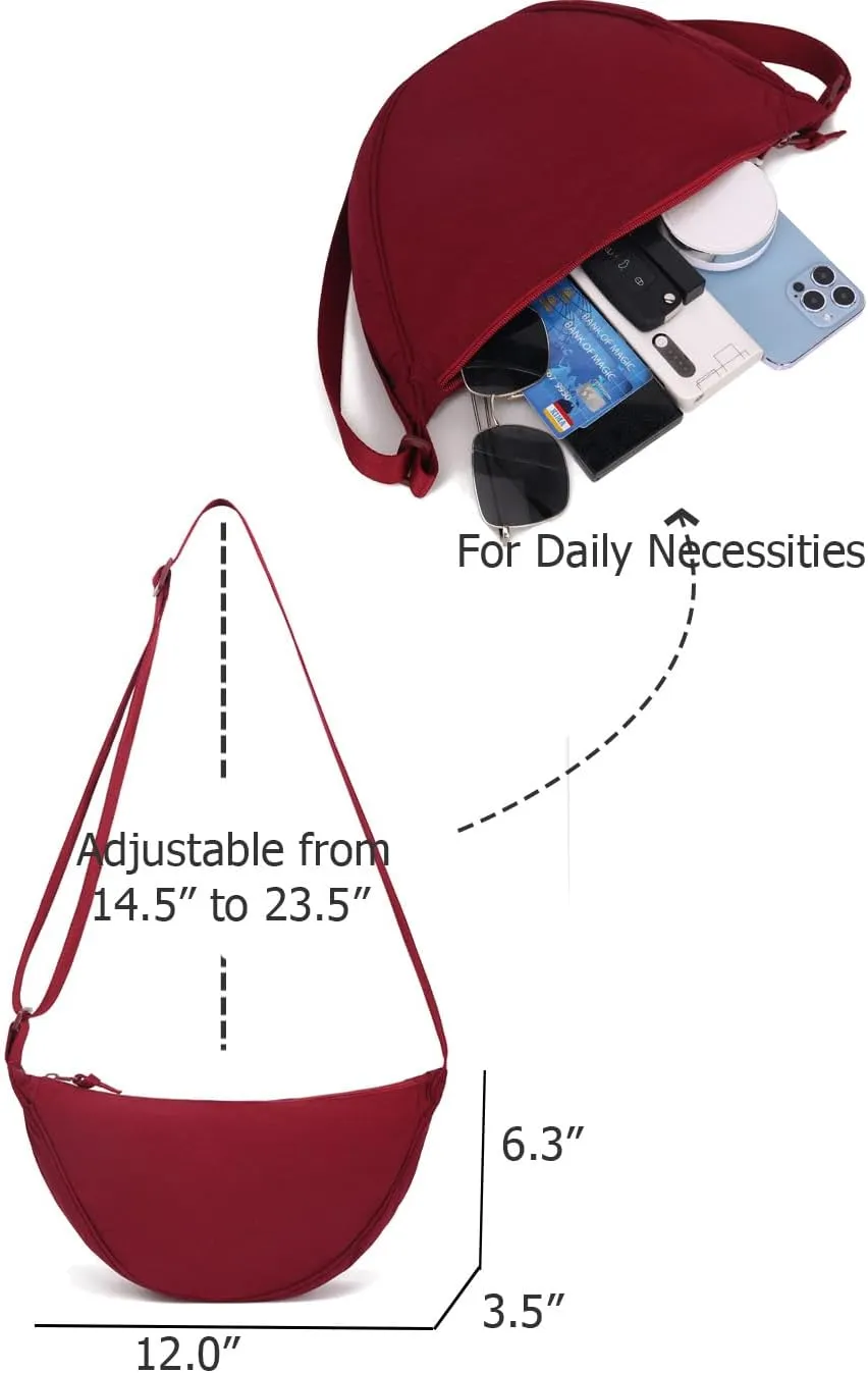 YIKOEE Crescent Bag for Women Men Small Sling Crossbody Bag with Half Moon Shape