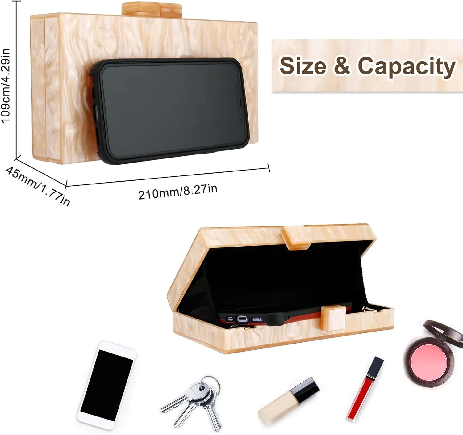 YYW Acrylic Clutch Purses for Women Wedding : Multicolor Evening Crossbody Bag Marbling Handbags with Detachable Chain