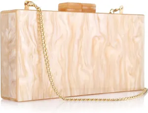 YYW Acrylic Clutch Purses for Women Wedding : Multicolor Evening Crossbody Bag Marbling Handbags with Detachable Chain