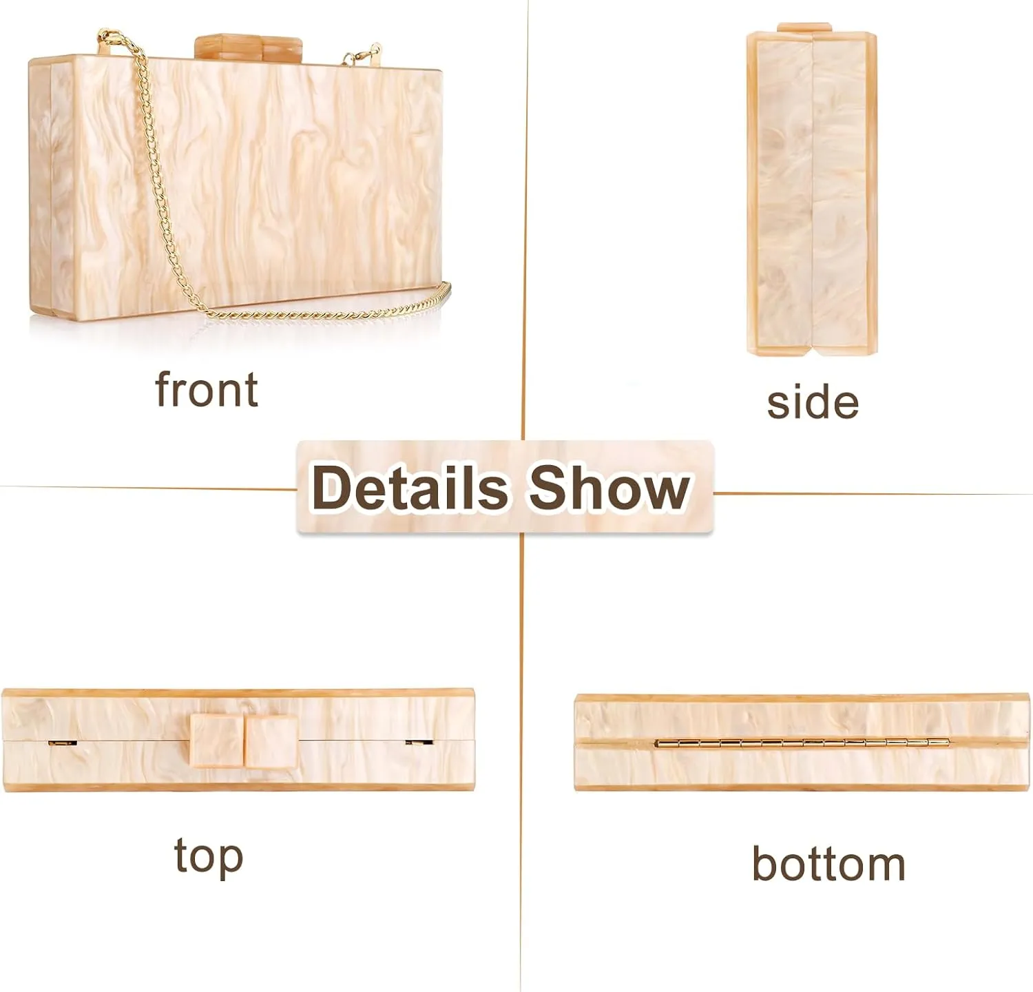 YYW Acrylic Clutch Purses for Women Wedding : Multicolor Evening Crossbody Bag Marbling Handbags with Detachable Chain