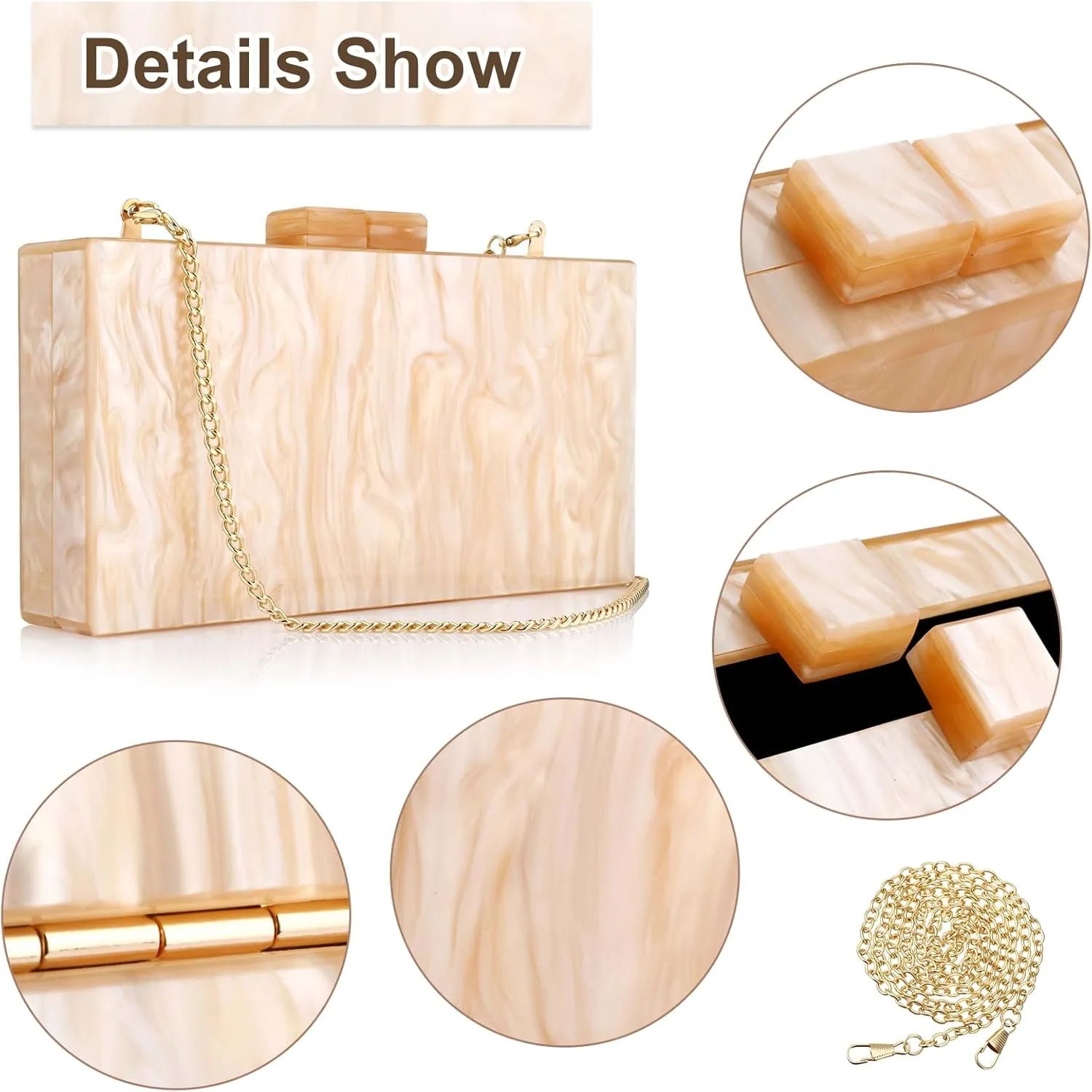 YYW Acrylic Clutch Purses for Women Wedding : Multicolor Evening Crossbody Bag Marbling Handbags with Detachable Chain