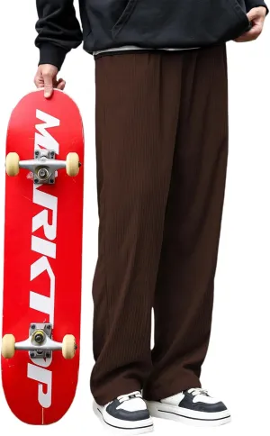 Zando Men's Corduroy Pants Jogger Baggy Cargo Pants Vintage Wide Leg Pants Casual Pants with Pockets Y2K Streetwear Pant