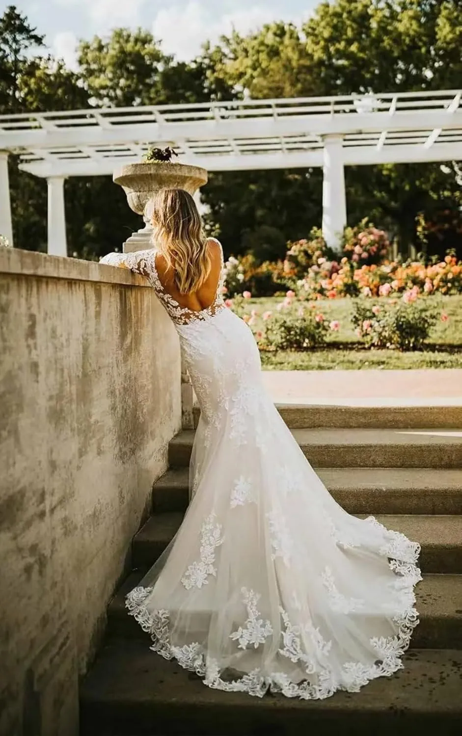 zcbang Mermaid Wedding Dresses for Bride 2025 White Beach Boho Lace Bridal Gowns with Train