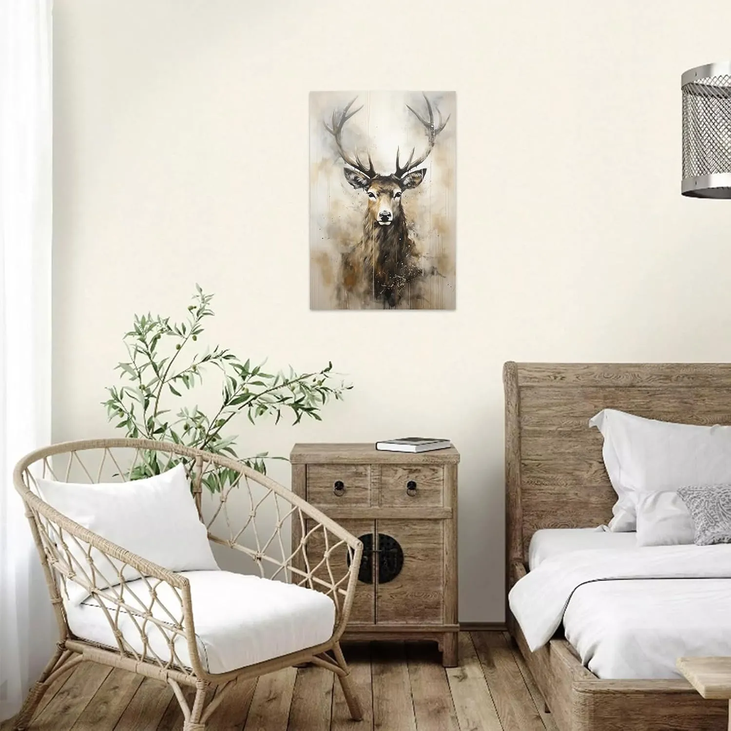 ZHOUWALLPIC Deer Canvas Wall Art Deer in the jungle Canvas Painting Deer Wall Decor Wildlife Animals Artwork Print on Canvas Paintings Art Posters for Home Bedroom Living Room Decor(Deer01 12*18inch)