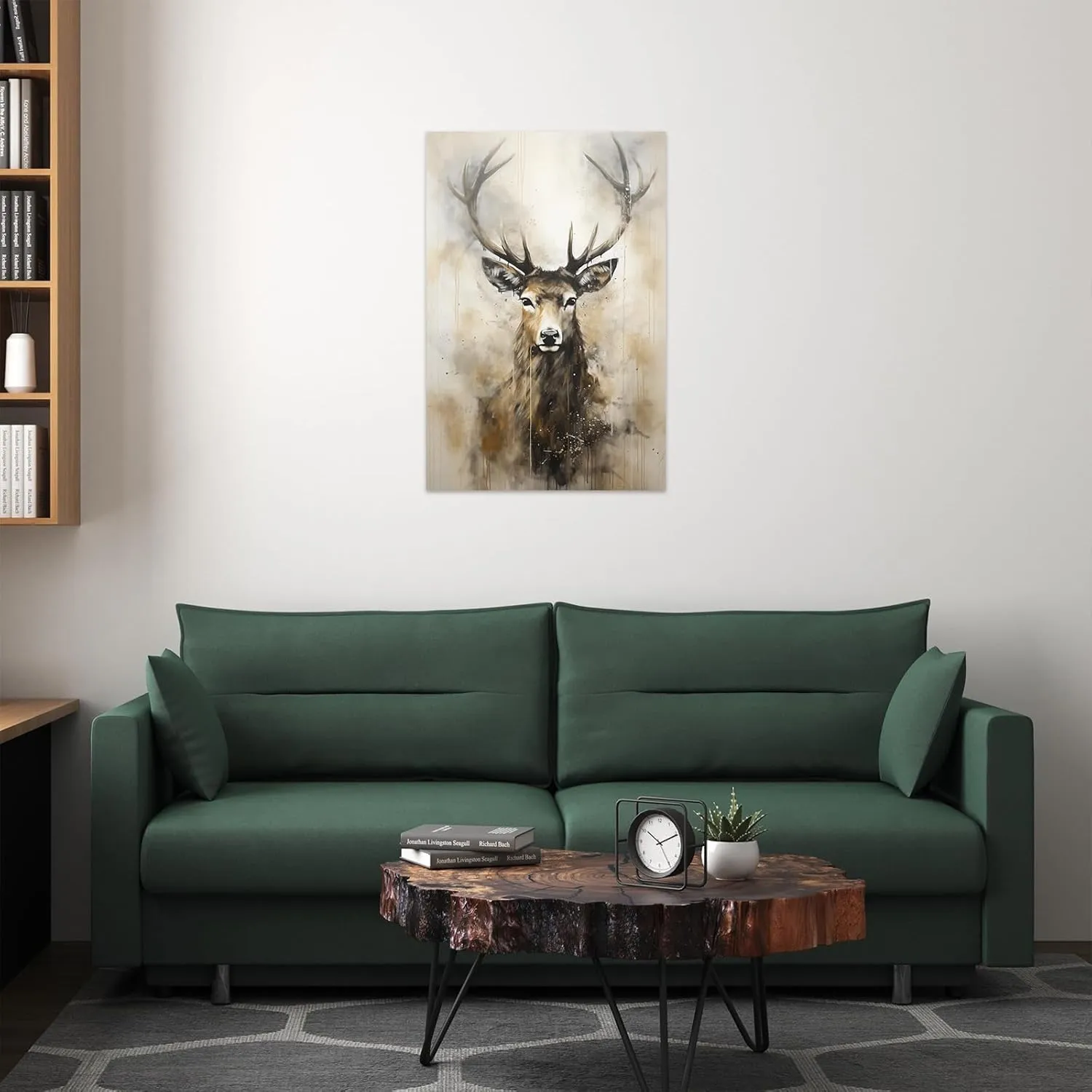 ZHOUWALLPIC Deer Canvas Wall Art Deer in the jungle Canvas Painting Deer Wall Decor Wildlife Animals Artwork Print on Canvas Paintings Art Posters for Home Bedroom Living Room Decor(Deer01 12*18inch)